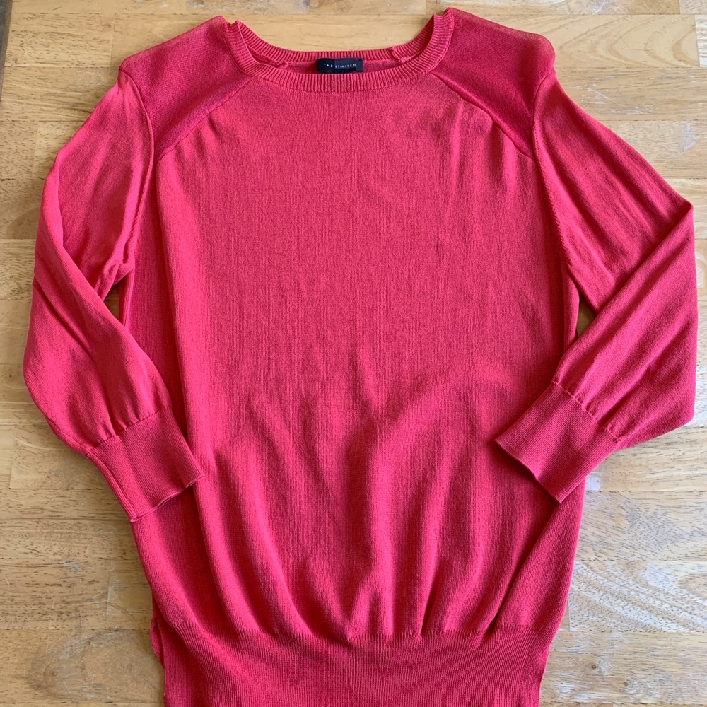 The Limited Sheer Shoulder Coral Top